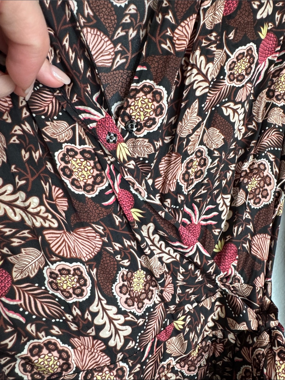 Scotch & Soda Brown Floral Pineapple Midi Maxi Wrap Dress XS - Picture 5 of 9